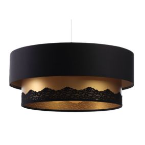 Lampa Bps Koncept wisząca DOUBLE ELEGANT 50 czarna/złota 1 szt