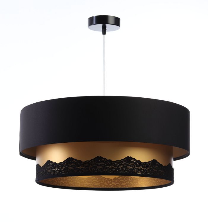 Lampa Bps Koncept wisząca DOUBLE ELEGANT 50 czarna/złota 1 szt