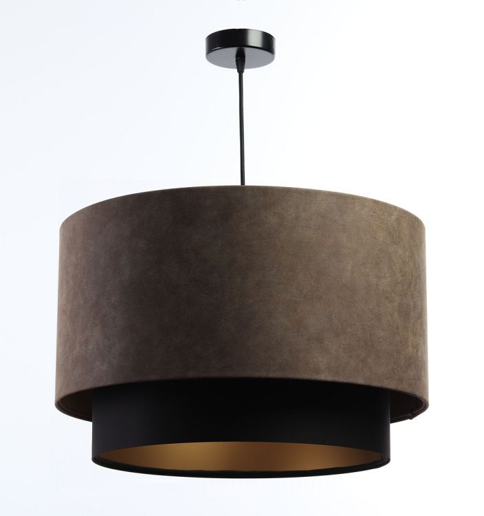Lampa Bps Koncept wisząca DOUBLE ZAMSZ 60 brązowa/czarna 1 szt