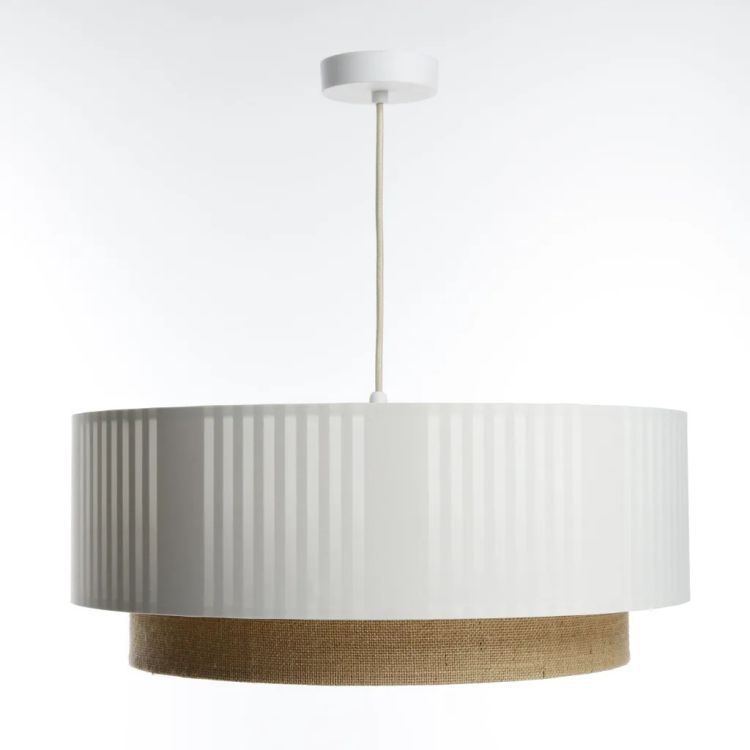 Lampa Bps Koncept wisząca DUO LAMI LINE 60x25 biała/jutowa 1 szt