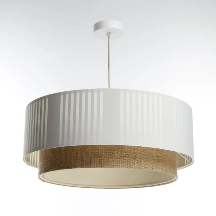 Lampa Bps Koncept wisząca DUO LAMI LINE 60x25 biała/jutowa 1 szt