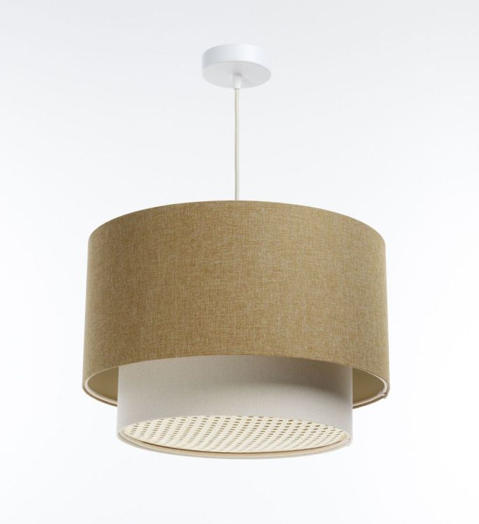 Lampa Bps Koncept wisząca ERUTAN DOUBLE RATTAN 40 żółta/kremowa 1 szt