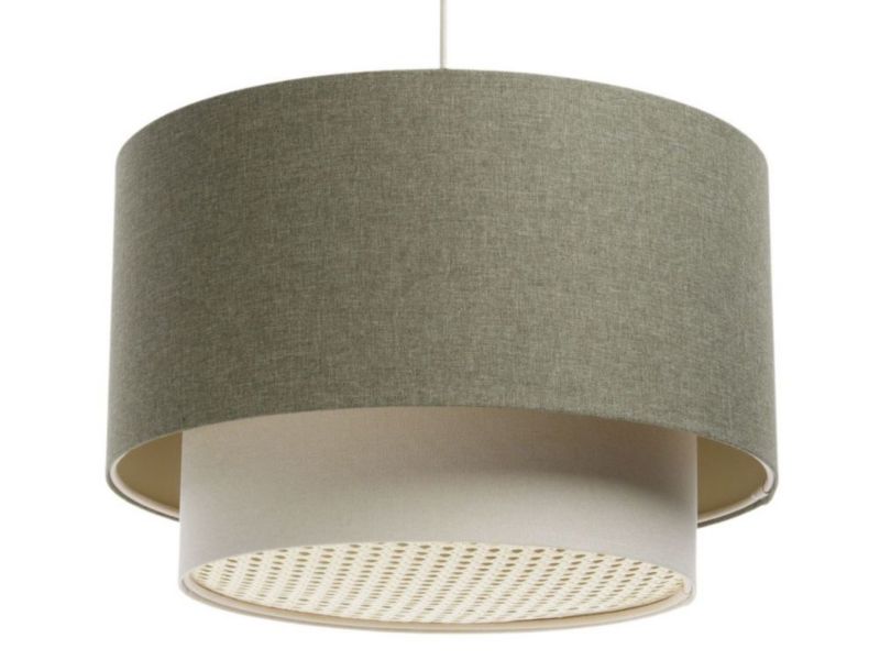 Lampa Bps Koncept wisząca ERUTAN DOUBLE RATTAN 40 zielona/kremowa 1 szt