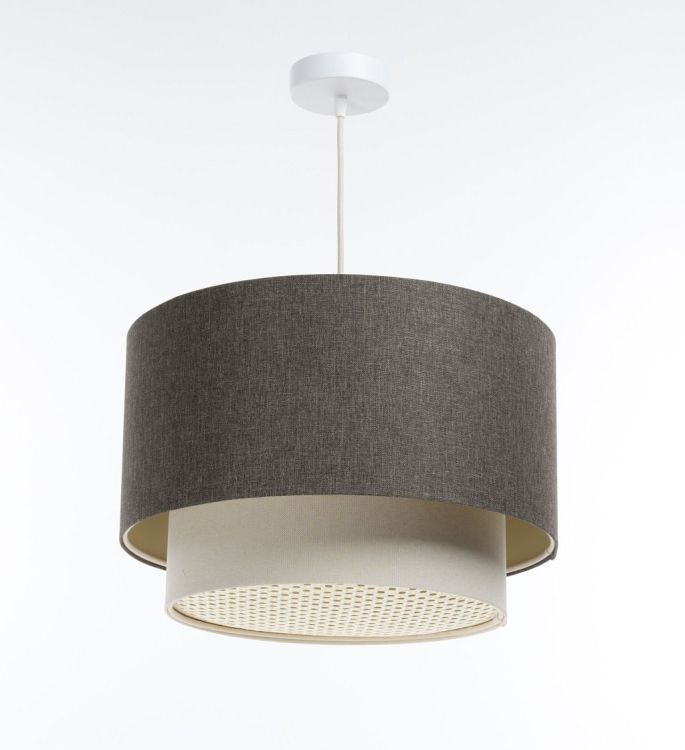 Lampa Bps Koncept wisząca ERUTAN DOUBLE RATTAN 50 szara/kremowa 1 szt
