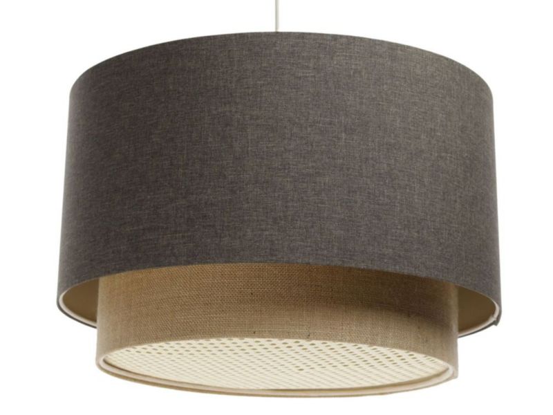 Lampa Bps Koncept wisząca ERUTAN DOUBLE RATTAN 60 szara/beżowa 1 szt