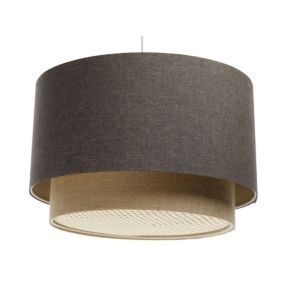 Lampa Bps Koncept wisząca ERUTAN DOUBLE RATTAN 60 szara/beżowa 1 szt
