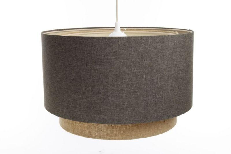 Lampa Bps Koncept wisząca ERUTAN DOUBLE RATTAN 60 szara/beżowa 1 szt