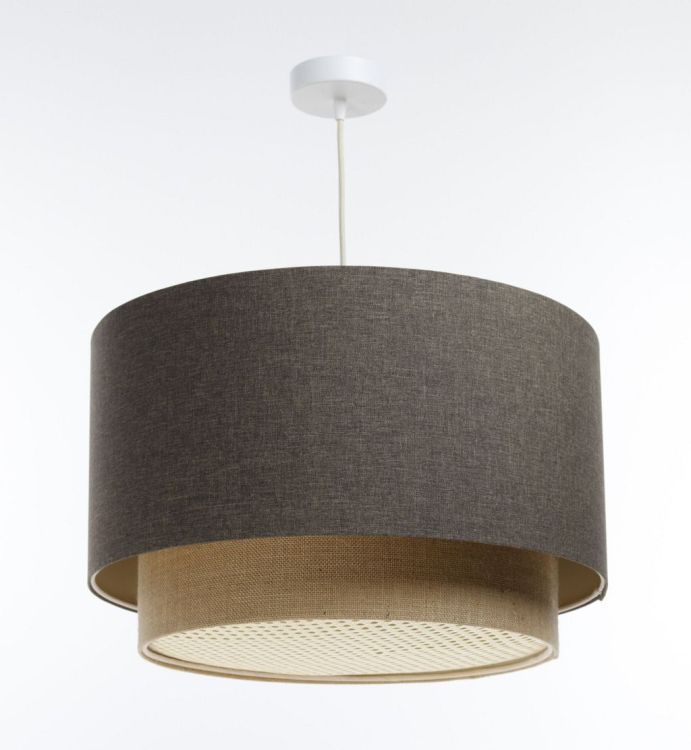 Lampa Bps Koncept wisząca ERUTAN DOUBLE RATTAN 60 szara/beżowa 1 szt