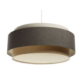 Lampa Bps Koncept wisząca ERUTAN DUDU RATTAN kremowa/szara/beżowa 1 szt