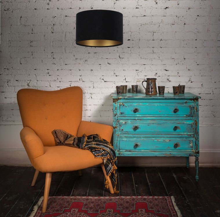 Lampa Bps Koncept wisząca HOME 30 czarna/złota 1 szt