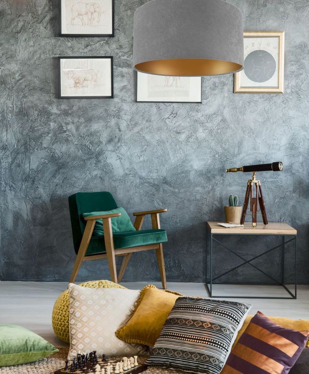 Lampa Bps Koncept wisząca HOME 50 szara/złota 1 szt