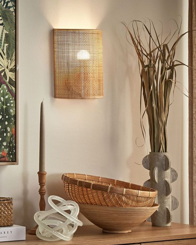 Lampa ścienna Demitrie Rattan Naturalny 1 szt.