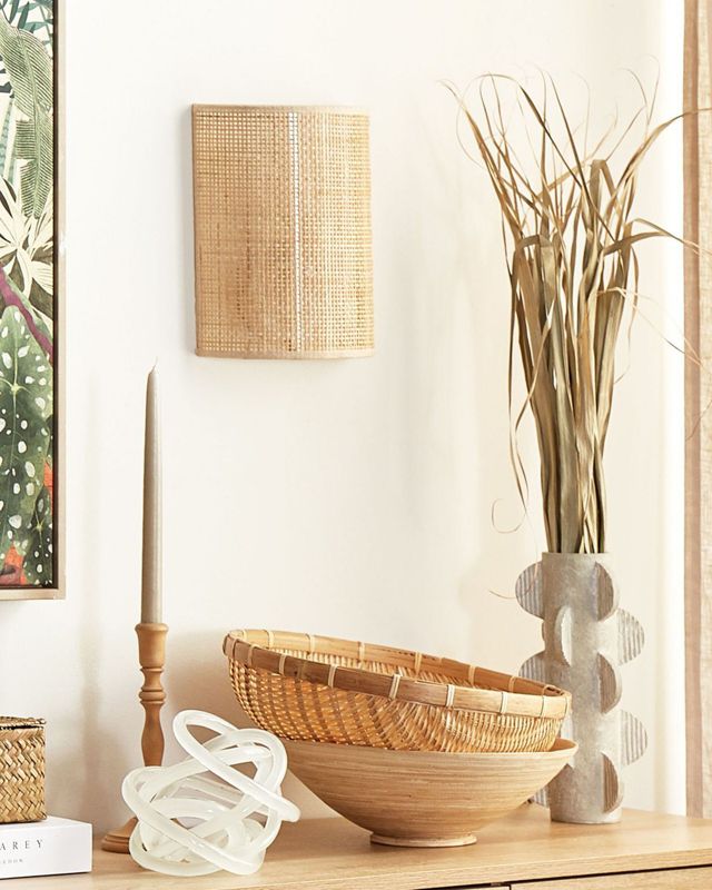 Lampa ścienna Demitrie Rattan Naturalny 1 szt.