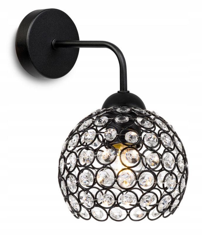 Lampa ścienna kinkiet Light Home LH Crystal 1x E27 60W czarny 1szt.