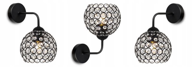 Lampa ścienna kinkiet Light Home LH Crystal 1x E27 60W czarny 1szt.