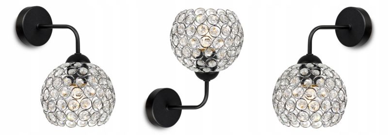Lampa ścienna kinkiet Light Home LH Crystal 1x E27 60W czarny/srebrny 1szt.