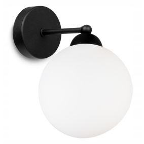 Lampa ścienna kinkiet Light Home LH Florece prosty 1x E27 60W klosz szklany biały/czarny 1szt.