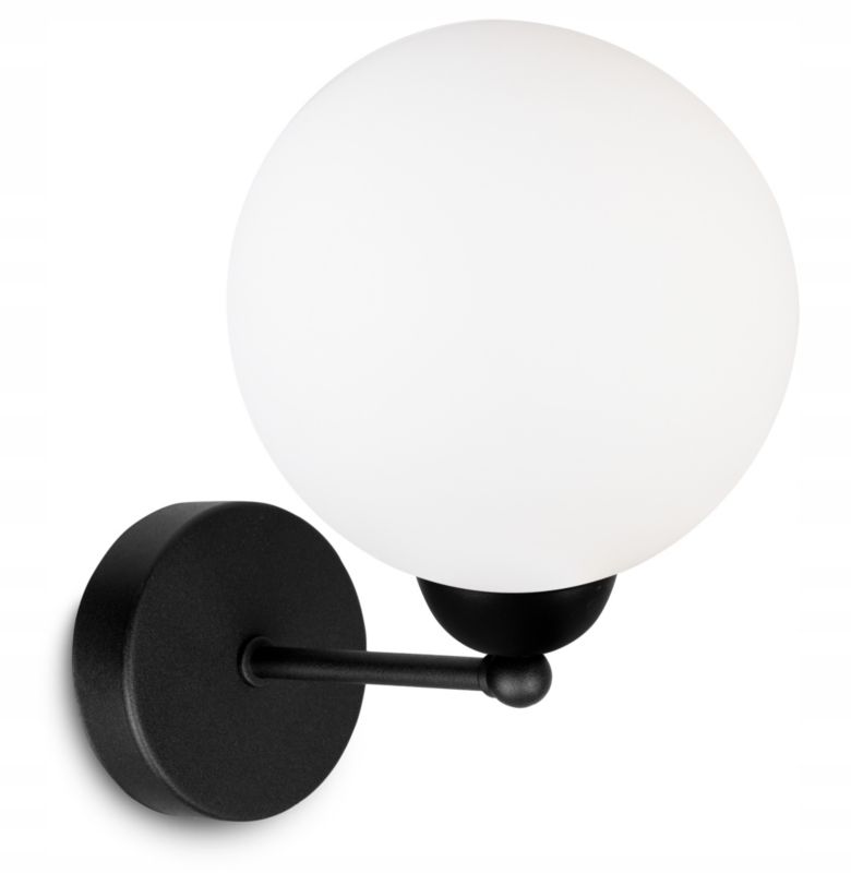 Lampa ścienna kinkiet Light Home LH Florece prosty 1x E27 60W klosz szklany biały/czarny 1szt.