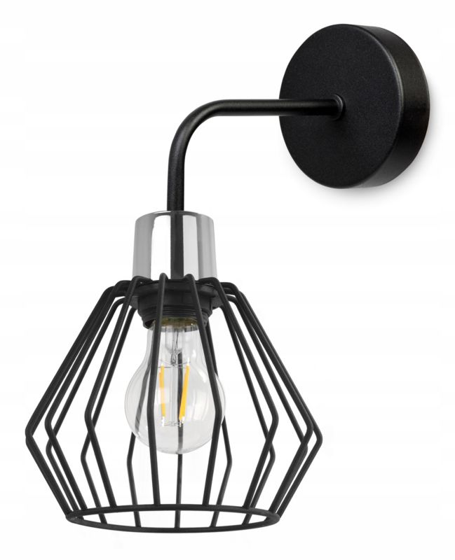Lampa ścienna kinkiet Light Home LH Nuvola 1x E27 60W długi czarny/srebrny 1szt.