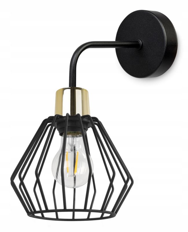 Lampa ścienna kinkiet Light Home LH Nuvola 1x E27 60W długi czarny/złoty 1szt.