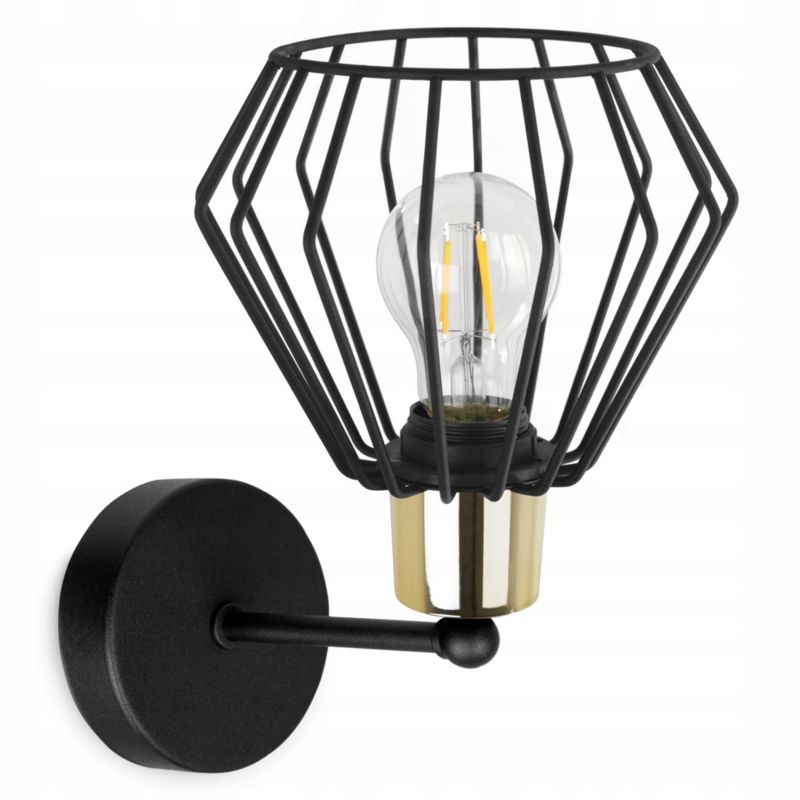 Lampa ścienna kinkiet Light Home LH Nuvola 1x E27 60W krótki czarny/złoty 1szt.