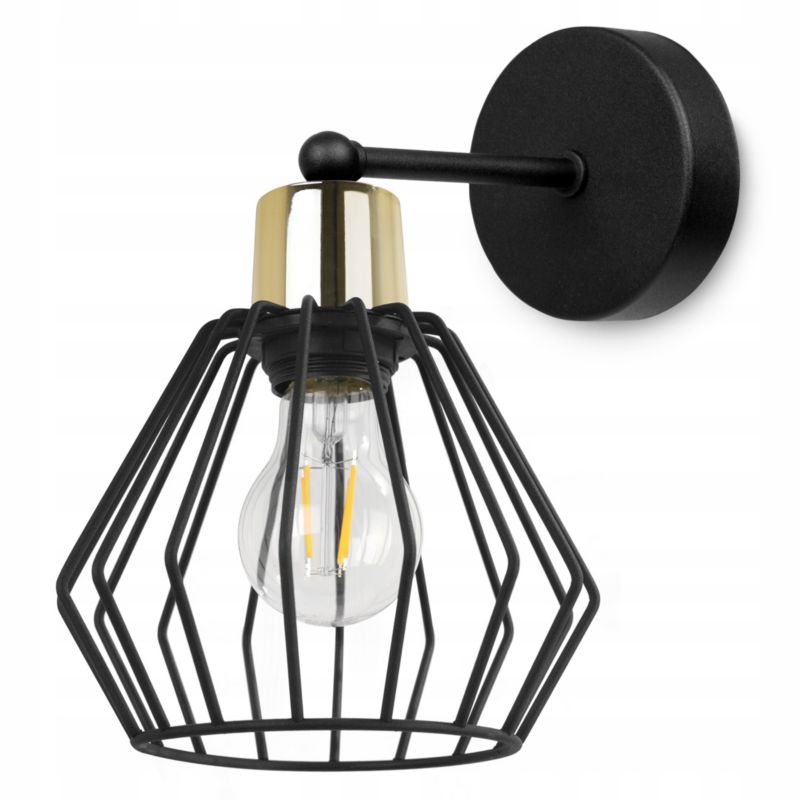 Lampa ścienna kinkiet Light Home LH Nuvola 1x E27 60W krótki czarny/złoty 1szt.