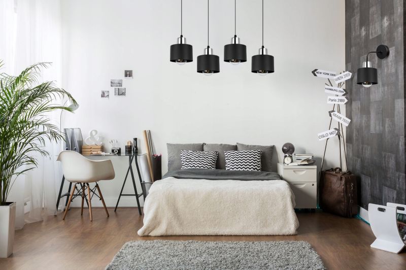 Lampa ścienna kinkiet Light Home LH Panta 1x E27 60W długi czarny/srebrny 1szt.