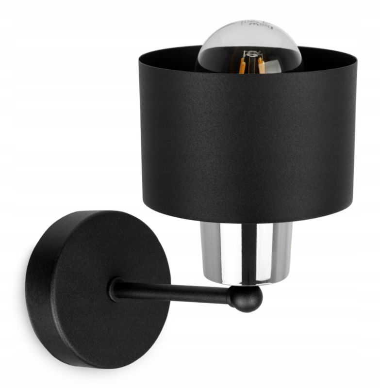 Lampa ścienna kinkiet Light Home LH Panta 1x E27 60W krótki czarny/srebrny 1szt.