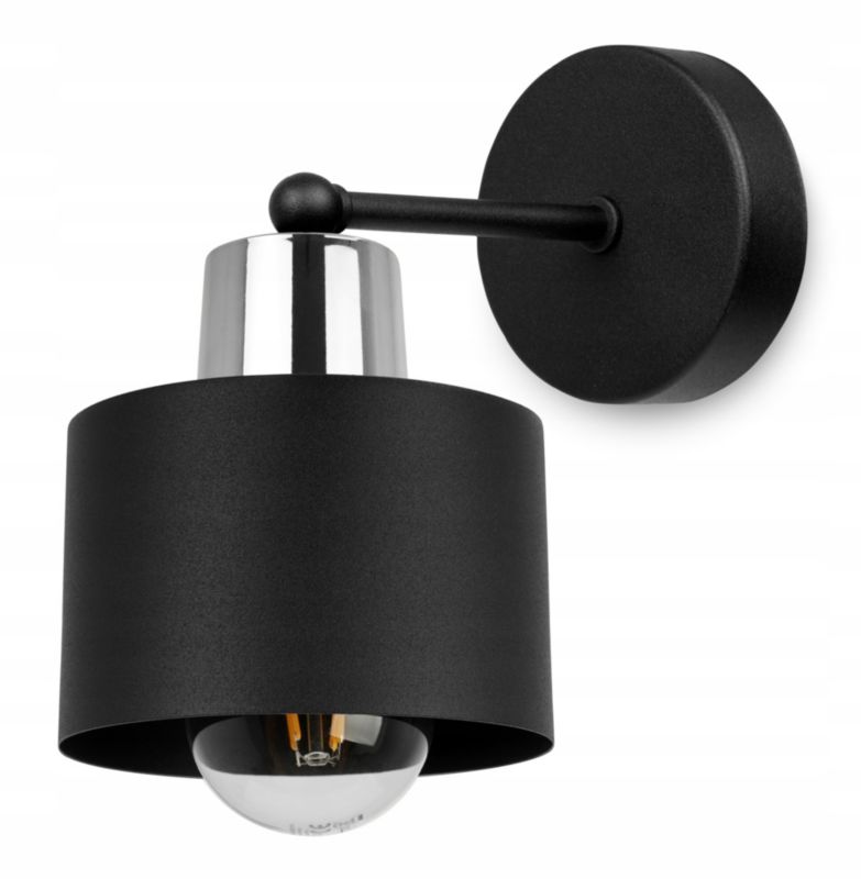 Lampa ścienna kinkiet Light Home LH Panta 1x E27 60W krótki czarny/srebrny 1szt.