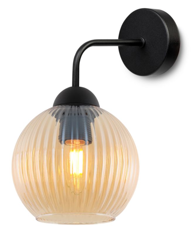 Lampa ścienna kinkiet Light Home LH Riffle 1x E27 60W miodowa kula 1szt.