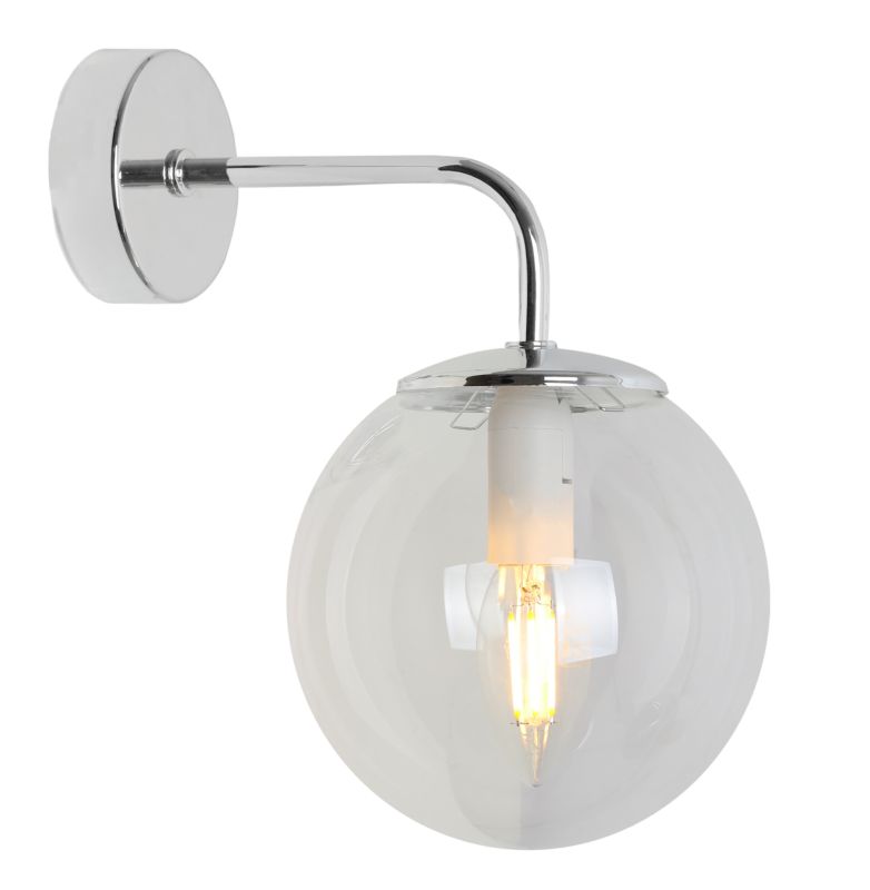 Lampa ścienna kinkiet Light Home LH Siena 1x E14 40W chrom klosz transparentny 1szt.