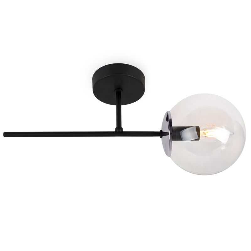Lampa ścienna kinkiet Light Home LH Siena 1x E14 40W czarny/chrom klosz bezbarwny 1szt.