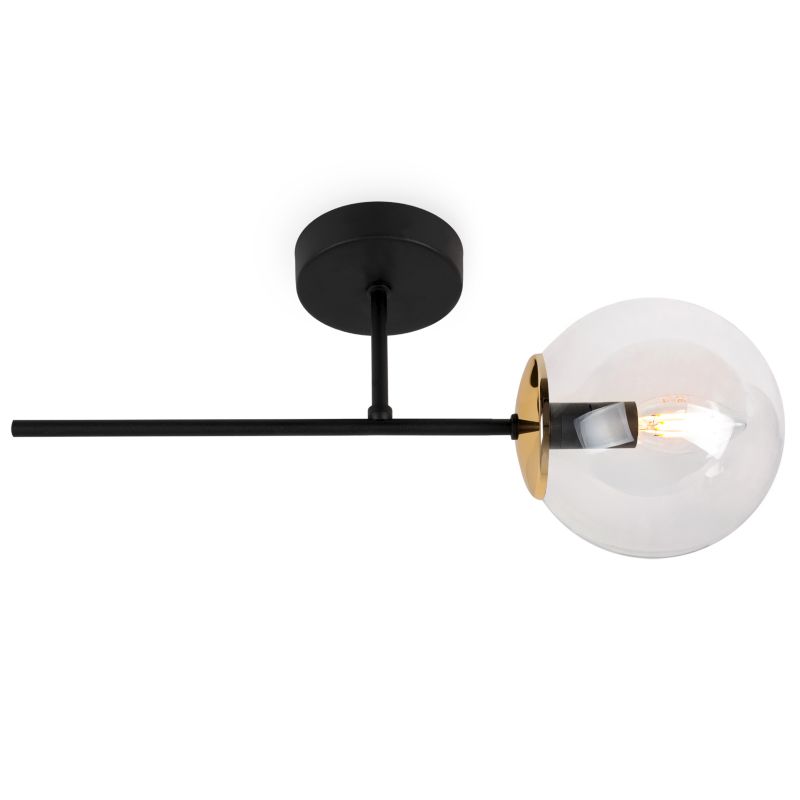 Lampa ścienna kinkiet Light Home LH Siena 1x E14 40W czarny/złoty klosz bezbarwny 1szt.
