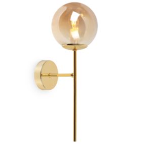 Lampa ścienna kinkiet Light Home LH Siena 1x E14 40W pionowy złoty klosz miodowy 1szt.
