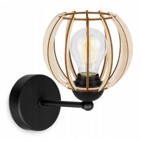 Lampa ścienna kinkiet Light Home LH Timber 1x E27 60W górny okrągły czarny 1szt.