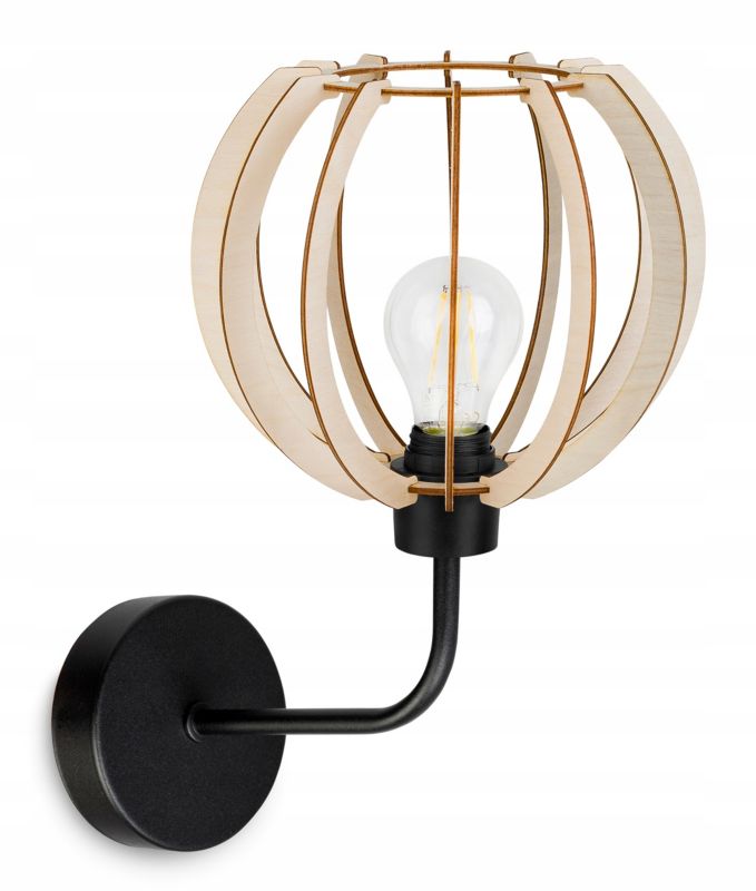 Lampa ścienna kinkiet Light Home LH Timber 1x E27 60W wiszący kula pionowa czarny 1szt.