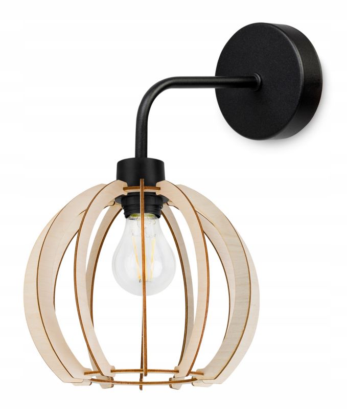 Lampa ścienna kinkiet Light Home LH Timber 1x E27 60W wiszący kula pionowa czarny 1szt.