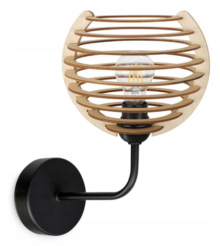 Lampa ścienna kinkiet Light Home LH Timber 1x E27 60W wiszący kula pozioma czarny 1szt.