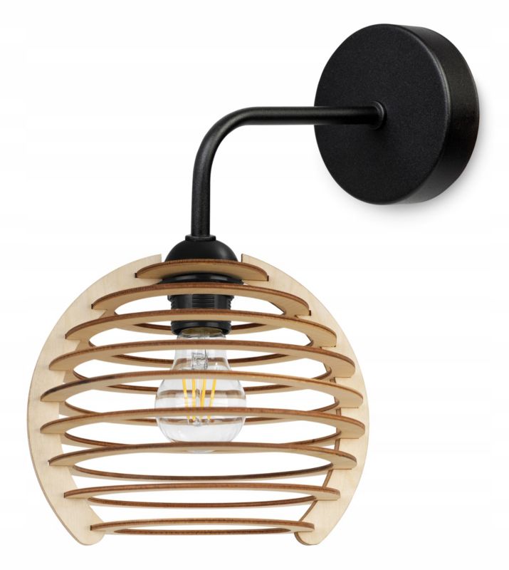 Lampa ścienna kinkiet Light Home LH Timber 1x E27 60W wiszący kula pozioma czarny 1szt.