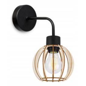 Lampa ścienna kinkiet Light Home LH Timber 1x E27 60W wiszący okrągły czarny 1szt.