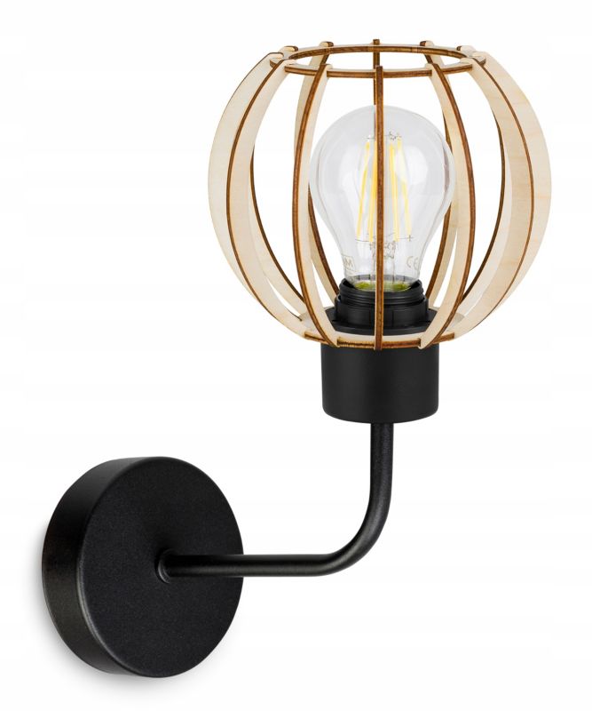 Lampa ścienna kinkiet Light Home LH Timber 1x E27 60W wiszący okrągły czarny 1szt.