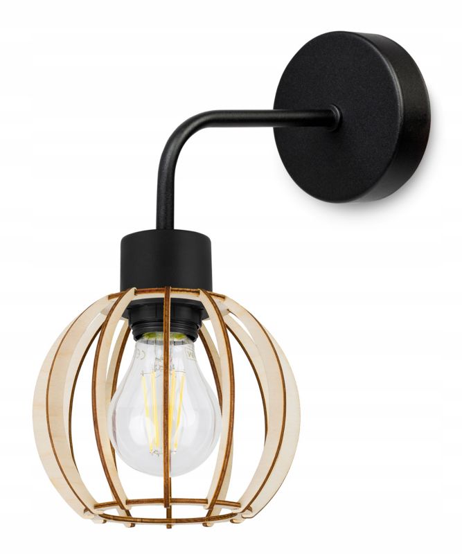 Lampa ścienna kinkiet Light Home LH Timber 1x E27 60W wiszący okrągły czarny 1szt.