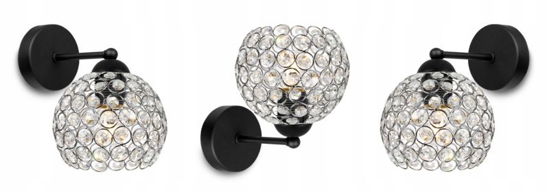 Lampa ścienna kinkiet prosty Light Home LH Crystal 1x E27 60W czarny/srebrny 1szt.