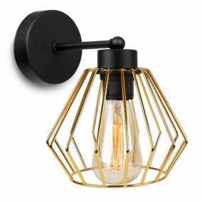 Lampa ścienna kinkiet prosty Light Home LH Santos 1x E27 60W klosz diament metalowy złoty 1szt.