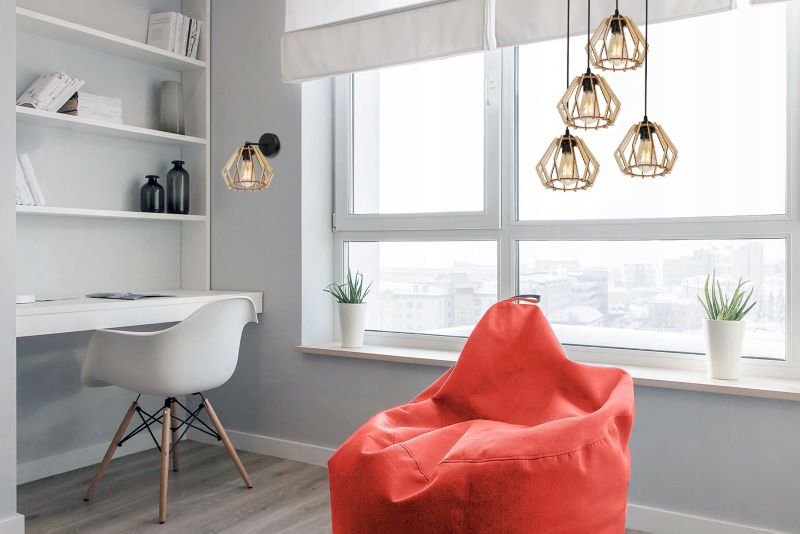 Lampa ścienna kinkiet prosty Light Home LH Timber 1x E27 60W wiszący diament drewno czarny 1szt.