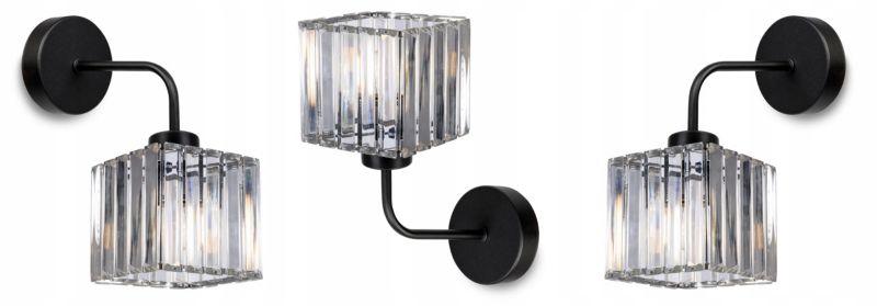 Lampa ścienna kinkiet wiszący Light Home LH Holdi 1x E27 60W klosz szklany kwadratowy 1szt.
