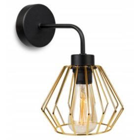 Lampa ścienna kinkiet wiszący Light Home LH Santos 1x E27 60W klosz diament metalowy złoty 1szt.