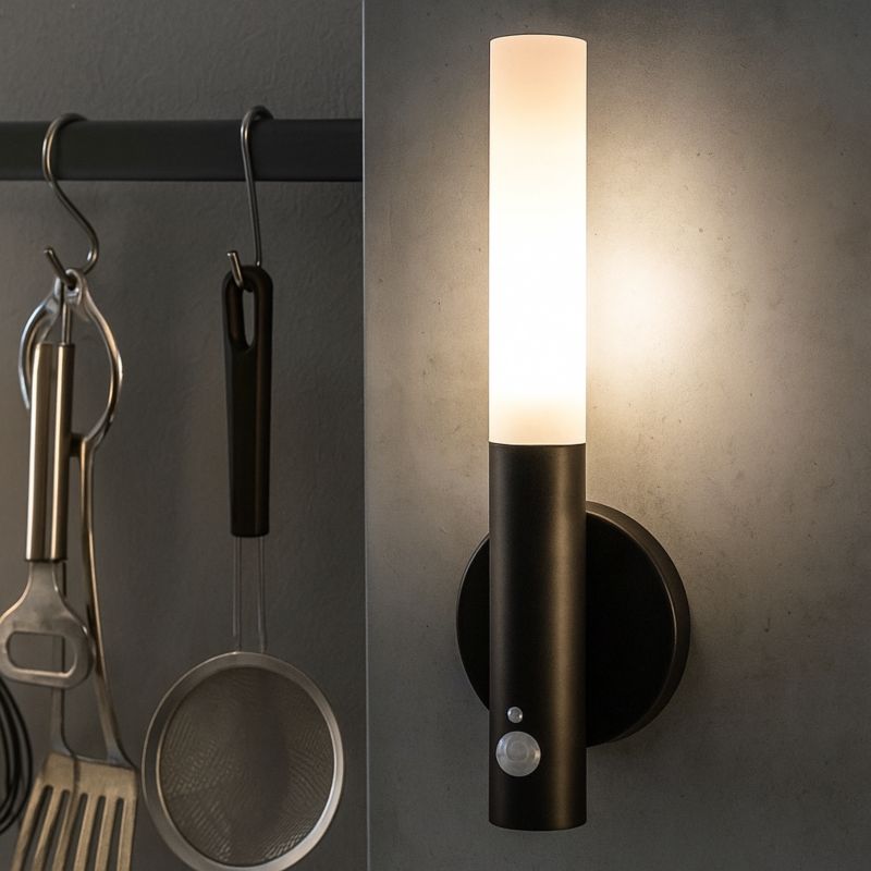 Lampa ścienna LED MasterLED PIR akumulator 2.5W 4000K magnetyczna IP20 czarna kinkiet 1 szt.