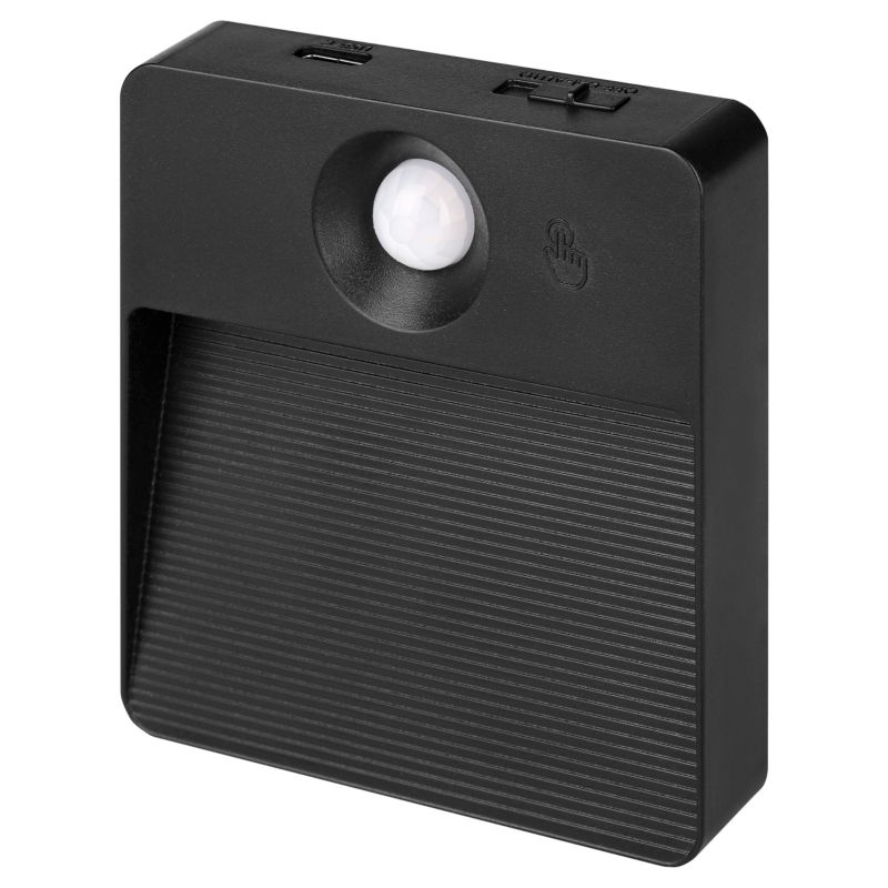 Lampa ścienna LED MasterLED Poli czujnik ruchu PIR akumulatorowa 3CCT IP20 czarna 1 szt.