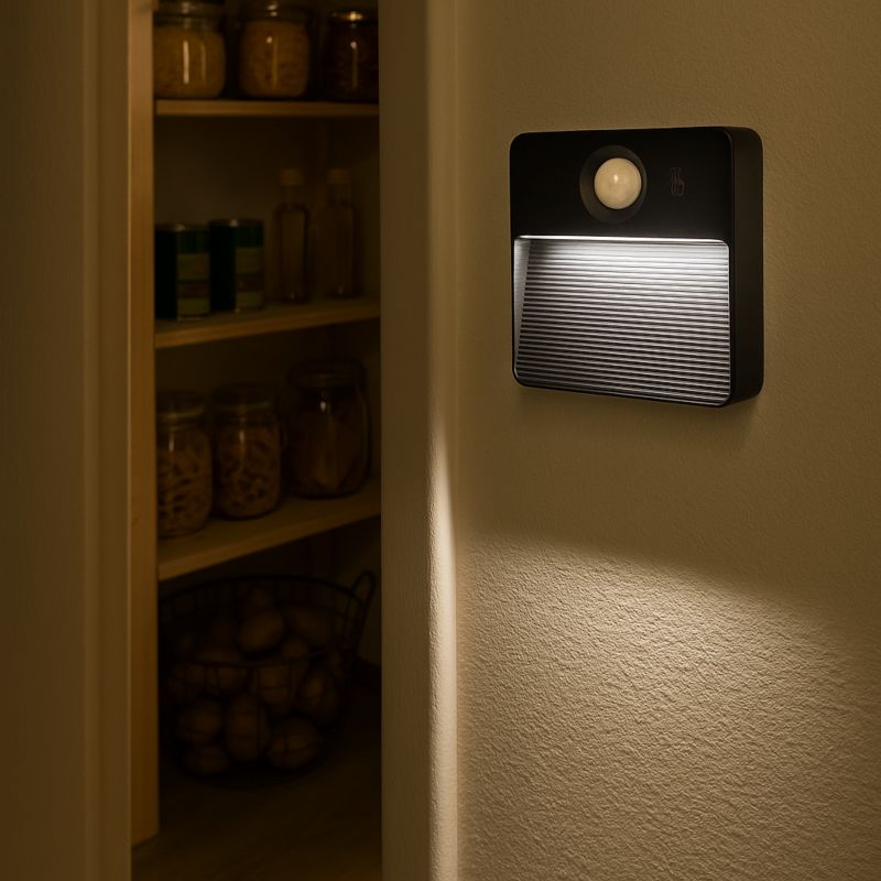 Lampa ścienna LED MasterLED Poli czujnik ruchu PIR akumulatorowa 3CCT IP20 czarna 1 szt.